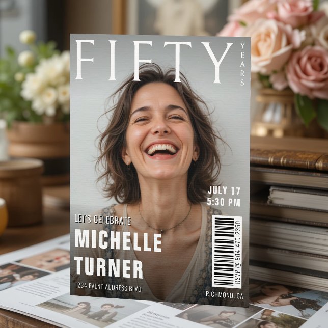 Magazine Cover Photo 50th Birthday Party Invitation (Magazine Cover Photo 50th Birthday Party Invitation
)