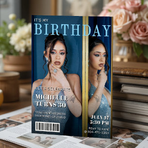 Magazine Cover Photo Birthday Party Invitation