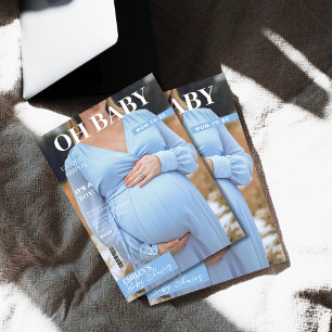 magazine cover photo Boy Baby shower Invitation