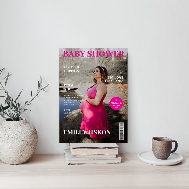 magazine cover photo girl Baby shower Invitation (Creator Uploaded)