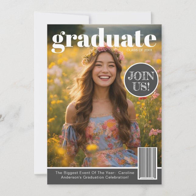 Magazine Cover Photo Graduate Party Invitation (Front)
