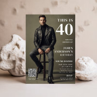 Magazine Cover Photo Mens 40th Birthday QR Code