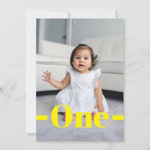 Magazine Cover Style Yellow Photo 1st Birthday Invitation