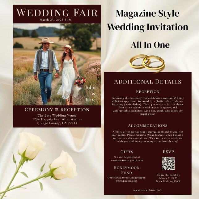 Magazine Cover Wedding in the Country Invitation (Magazine Cover Wedding in the Country Invitation All in One)