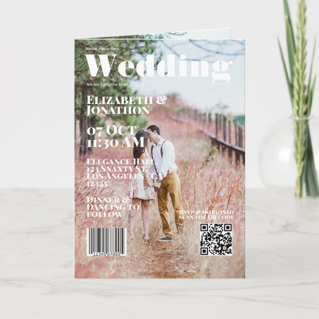 Magazine Cover Wedding QR Code Invitation (Front)