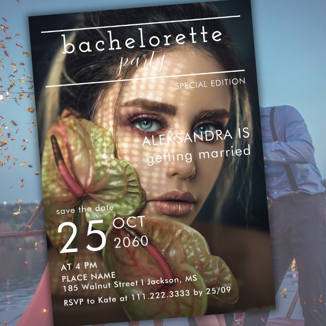 Magazine Editorial Newspaper Photo Bachelorette  Invitation (Creator Uploaded)