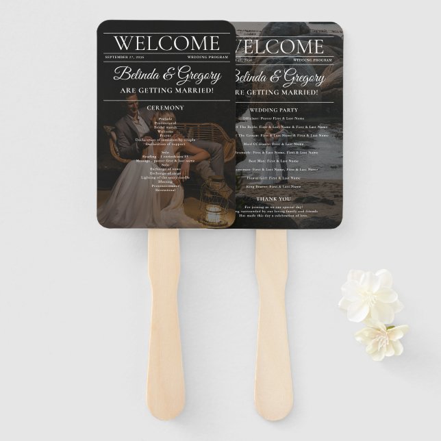 Magazine Editorial Newspaper Photo Wedding Program Hand Fan (Front and Back)