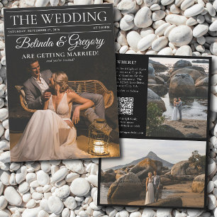 Magazine Editorial Newspaper Photos Wedding  Invitation