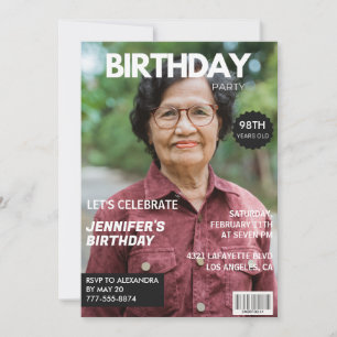 Magazine Photo 98th birthday invitations for her