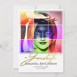 Magazine Pop Art Retro Modern Graduation Photo Invitation