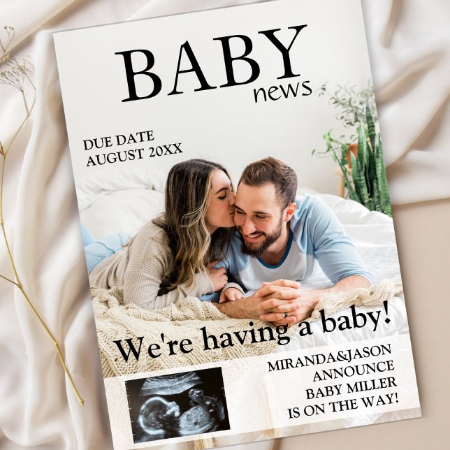 Magazine Sonogram Photo Pregnancy Announcement (magazine pregnancy announcement unique photo announcement we are having a baby)