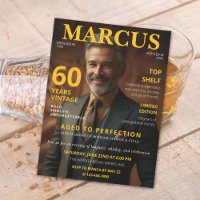 Magazine Style 60th Birthday Photo Whiskey Theme