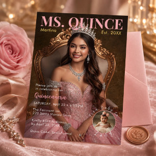 Magazine Style Quinceañera Invitation with Photo