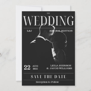 Magazine Style Unique Fun Photo Save the Date Wedd Invitation