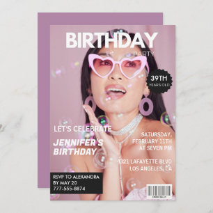  Magazine Stylish Photo 39th birthday invitations 