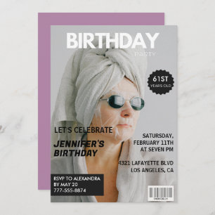  Magazine Stylish Photo 61st birthday invitations 