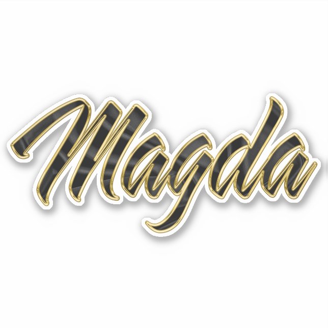 Magda black gold lettering decal sticker (Front)