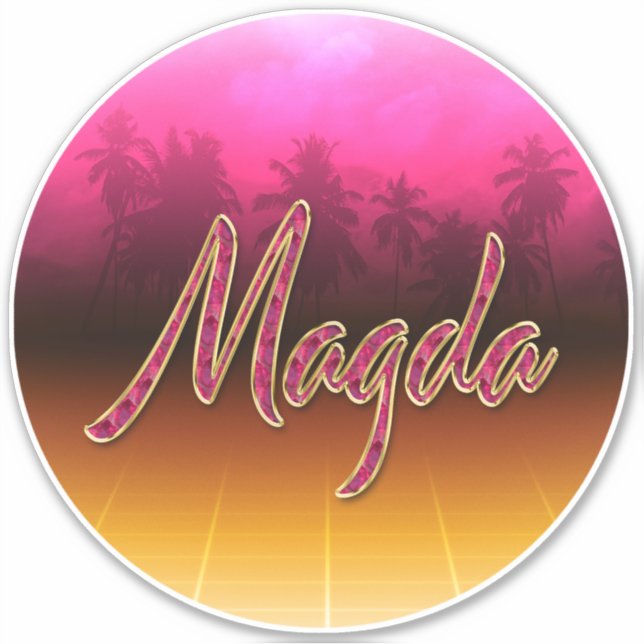 Magda First Name Golden pink Sticker (Front)