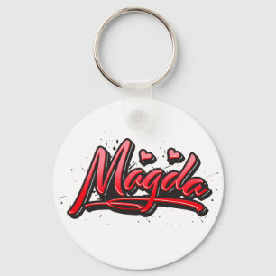 Magda red Heart Graffiti Schlüsselanhänger Key Ring