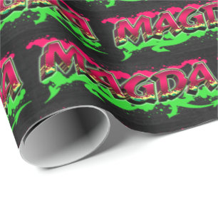 Magda Vorname Name Graffiti red green Wrapping Paper
