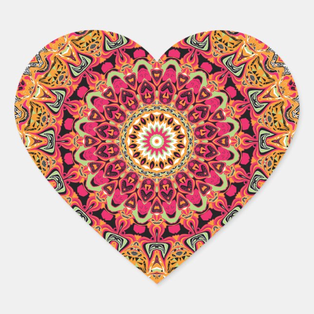 Magdalena Mandala Design Heart Sticker (Front)