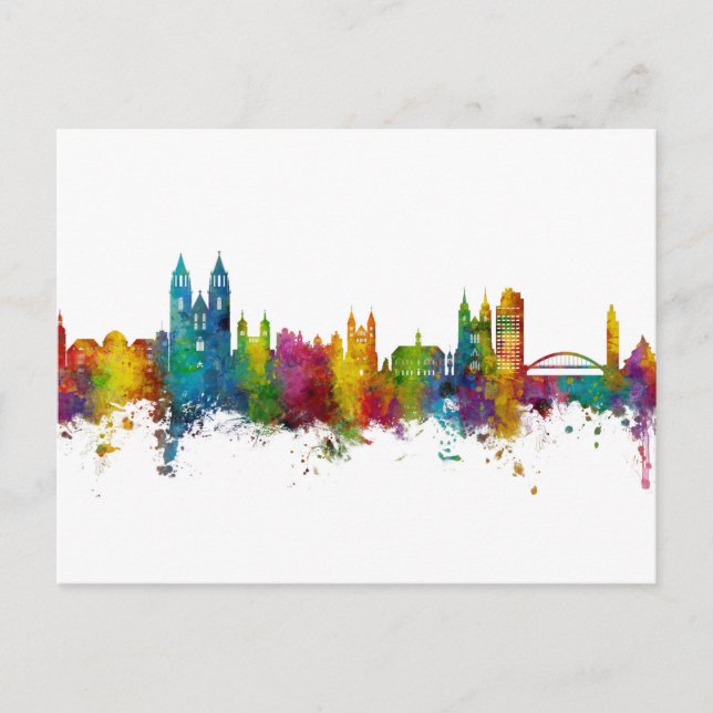 Magdeburg Germany Skyline Postcard (Front)