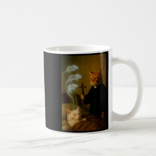 Mage Cat Meme Cat Exorcism Mouse Funny Fantasy Hum Coffee Mug (Right)