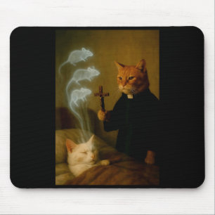 Mage Cat Meme Cat Exorcism Mouse Funny Fantasy Hum Mouse Pad