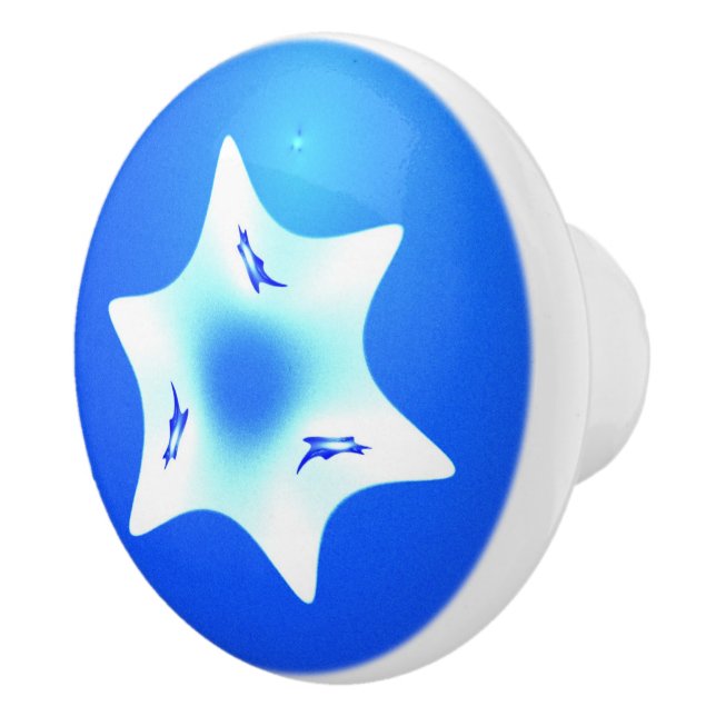 Magen Lavan (White Star) Ceramic Knob (Right)