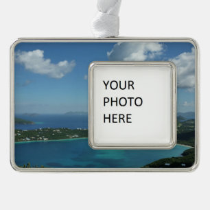 Magens Bay, St. Thomas Beautiful Island Scene Silver Plated Framed Ornament