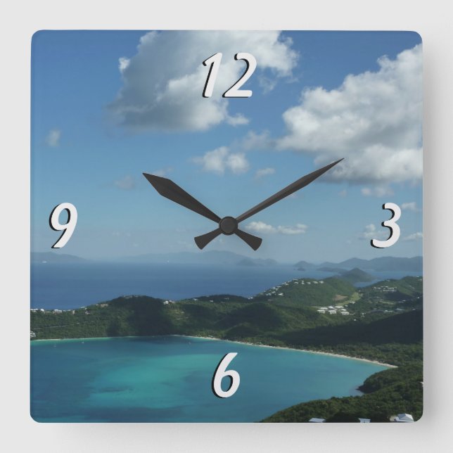 Magens Bay, St. Thomas Beautiful Island Scene Square Wall Clock (Front)