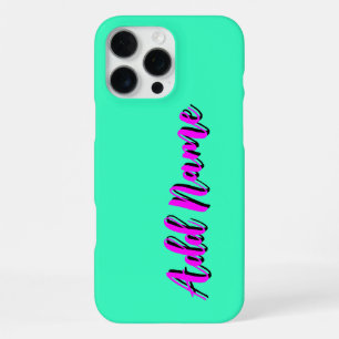 Magenta 3D Black Modern Name Funny Neon Teal iPhone 16 Pro Max Case