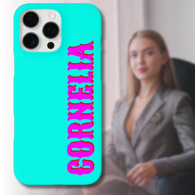 Magenta 3D Red Modern Name | Funny Turquoise Case-Mate iPhone Case (Creator Uploaded)