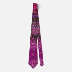 Magenta Abstract Fuchsia Mosaic Mens Neck Tie