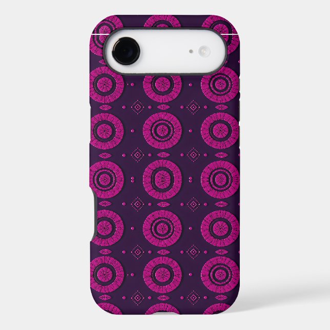 Magenta African Geometric Circle Pattern Phone Cas (Back)