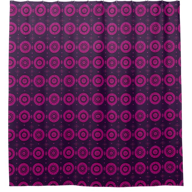 Magenta African Geometric Circle Shower Curtain (Front)