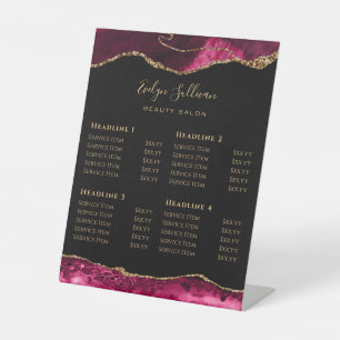 Magenta Agate Beauty Salon Price List Pedestal Sign