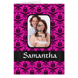 Magenta and black damask