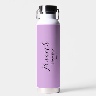 Magenta and Black Modern Monogram Bachelor  Water Bottle