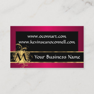 Magenta and black with monogram business card