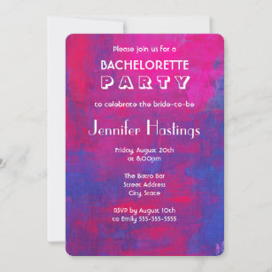 Magenta and Blue Abstract Bachelorette Party Invitation