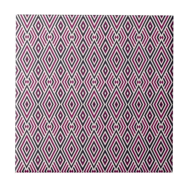 Magenta and Blue Pattern  Tile (Front)