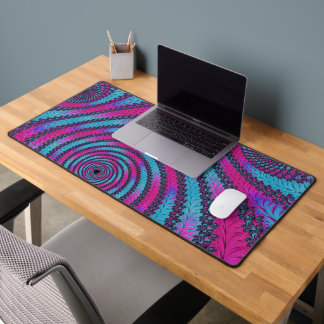 Magenta and Cyan Spiral Desk Mat