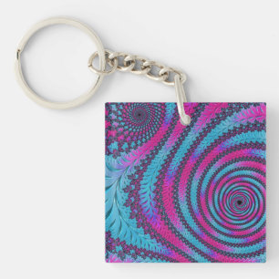 Magenta and Cyan Spiral Key Ring