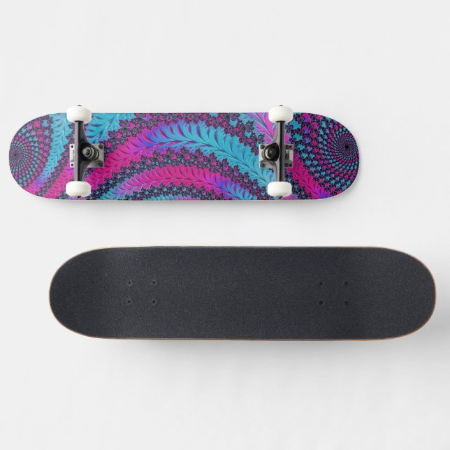 Magenta and Cyan Spiral Skateboard (Horz)