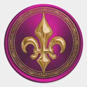 Magenta and Gold Fleur de Lis Envelope Seal