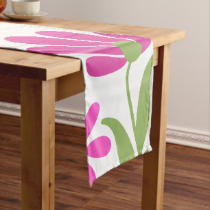 Magenta and Green Colourful Flower Design Short Table Runner