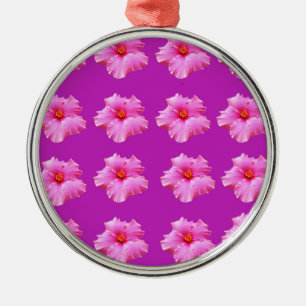 Magenta And Pink Hibiscus Kisses, Metal Tree Decoration