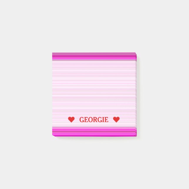 Magenta and Pink Stripes/Lines Pattern & Name Note (Front)