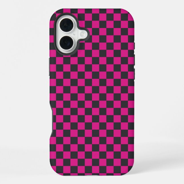 Magenta and smoke chequerboard pattern iPhone case (Back)